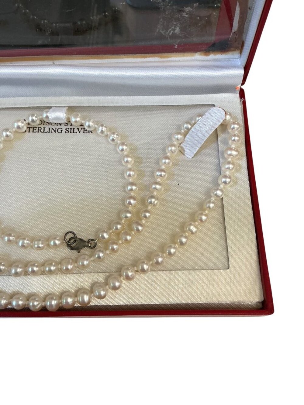 Madison Studio Pearl Necklace Bracelet & Earring Set Sterling Silver Clasp - Picture 4 of 5